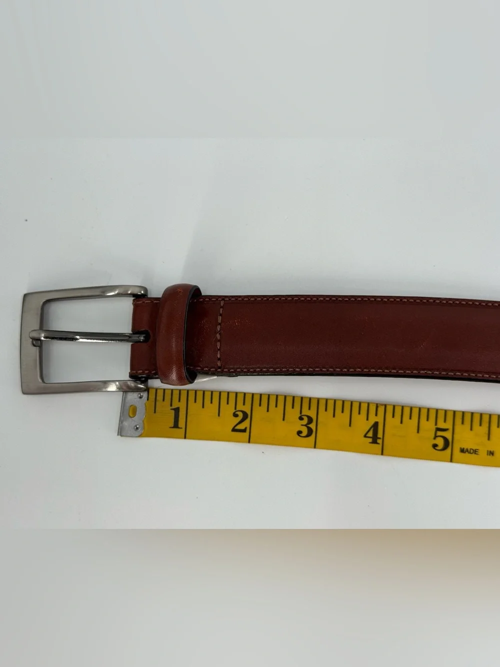 Perry Ellis Men’s Tan Brown Leather Belt 36